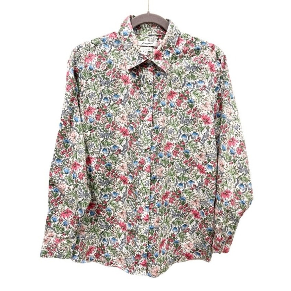 Foxcroft NYC Floral Wrinkle Free 100% Cotton Button Down Top Size 14 Bloomcore